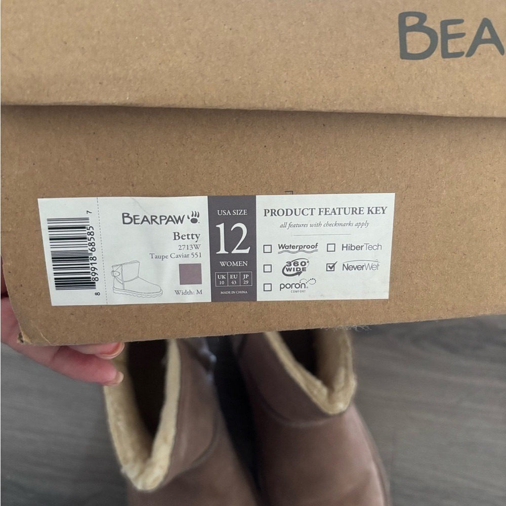 Bearpaw Betty Ankle Boots Size 12 Women Taupe Caviar Suede Shimmer Buckle 2713W - Picture 7 of 9